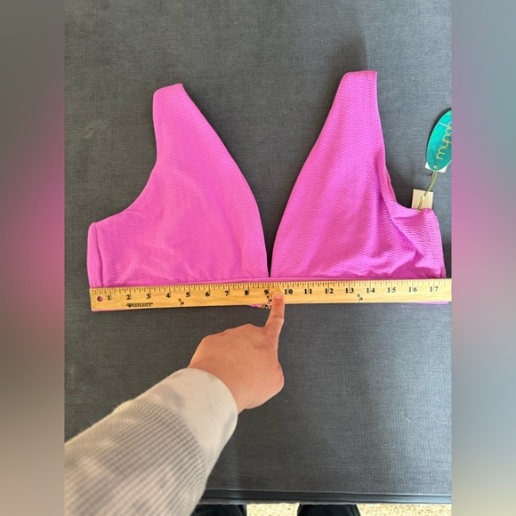 Mynah Womens Pink Textured Bikini Top XL Adjustable Strap V Neck Buckle New - Picture 8 of 9